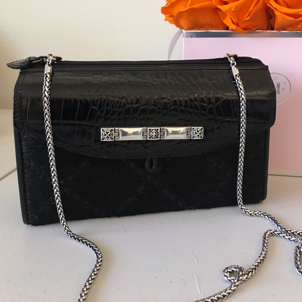 BRIGHTON Crossbody Black Trifold Wallet